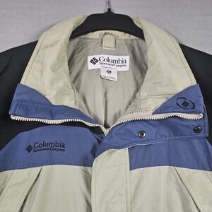 Columbia Coat Men Extra Large Beige Black Heavy Vintage Hiking Camping No Hood